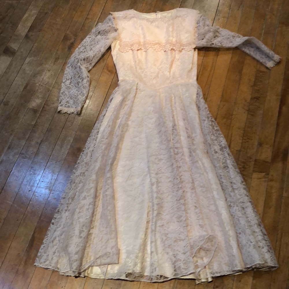 Vintage Eighties Pink Lace Dress